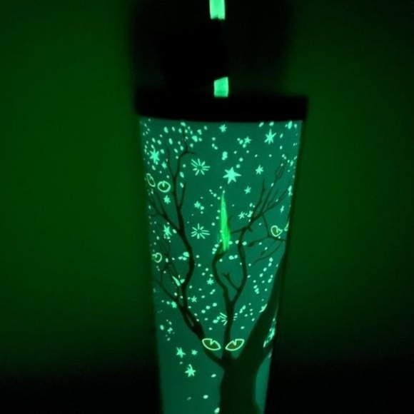 STARBUCKS Fall Cup Glow In Dark Tree spooky Eyes Venti Tumbler 24 oz 2022 Gift - Picture 3 of 14